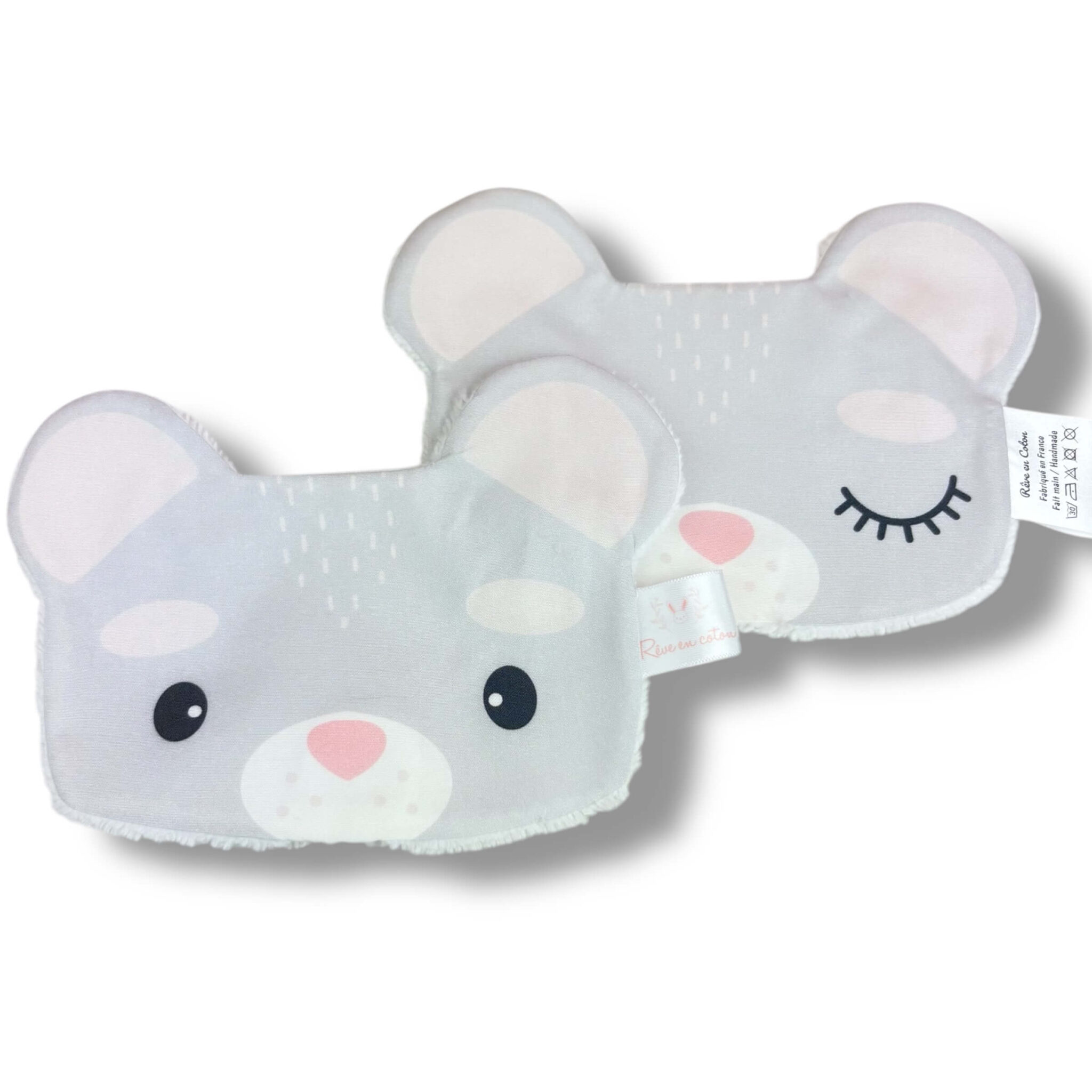 Lingettes lavables animaux mignons souris - rêve en coton Lingettes lavables animaux mignons souris - rêve en coton