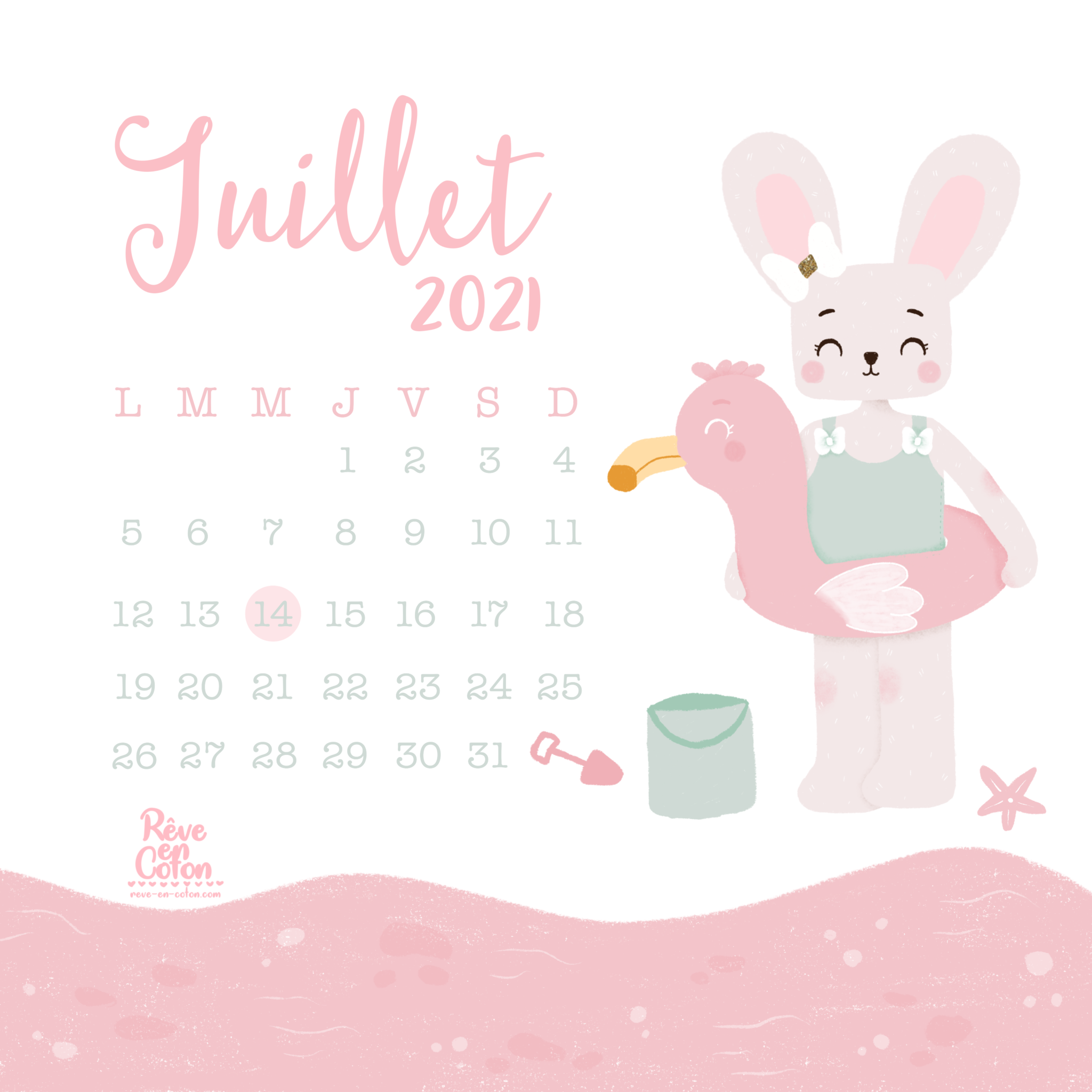 calendrier Juillet 2021