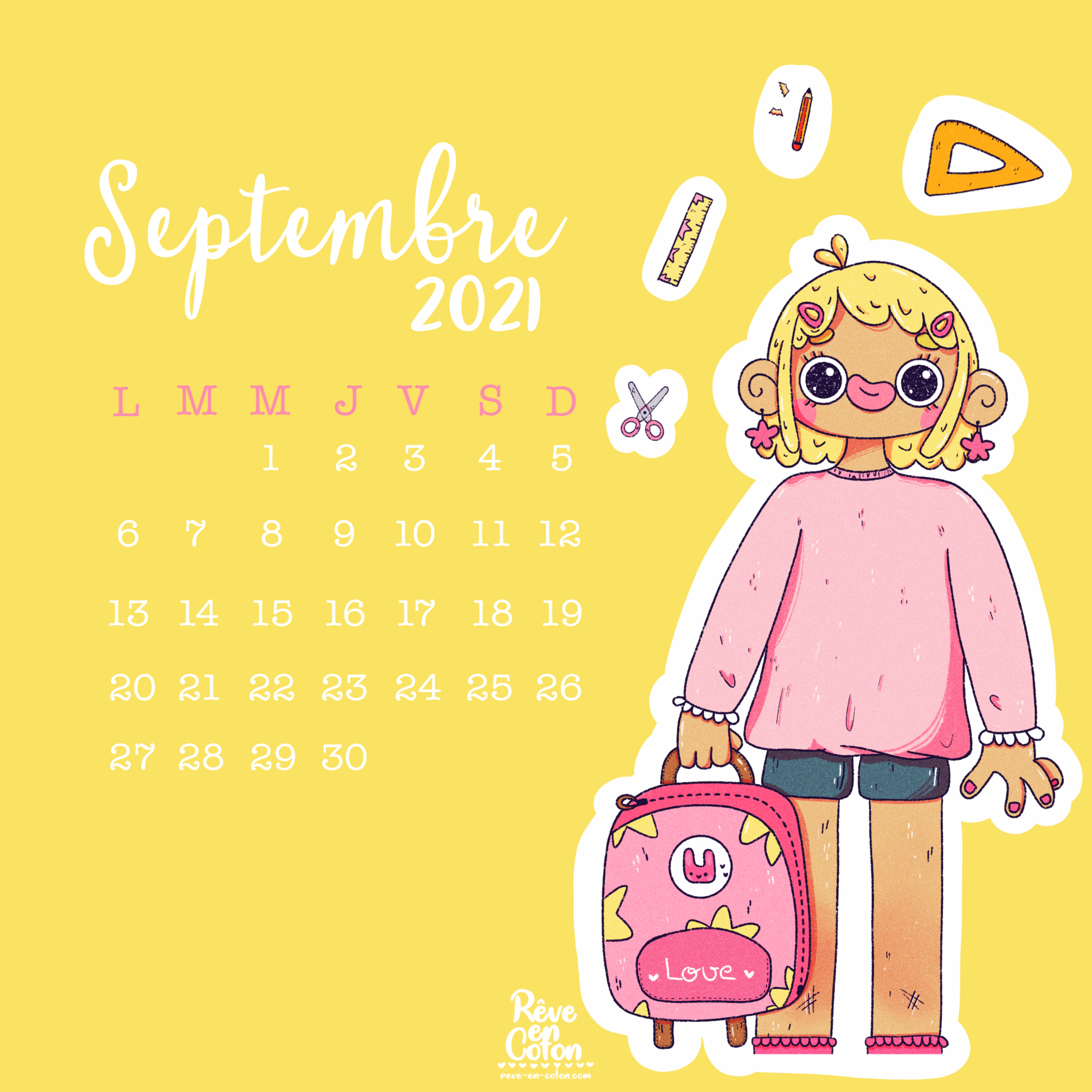 Calendrier septembre 2021