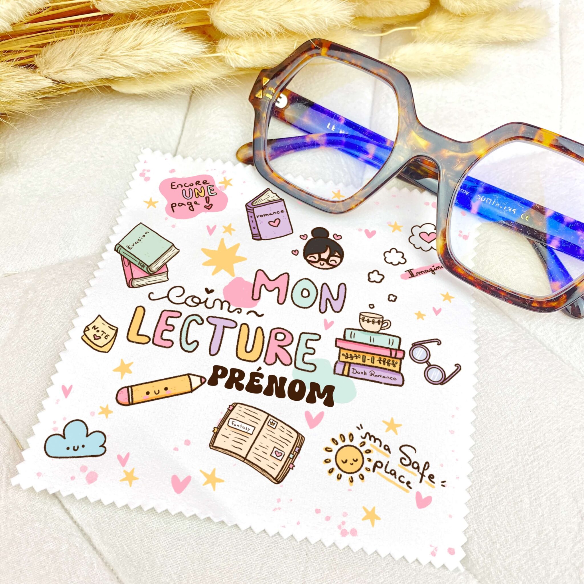 Mon coin lecture chiffon à lunettes, rêve en coton Mon coin lecture chiffon à lunettes, rêve en coton
