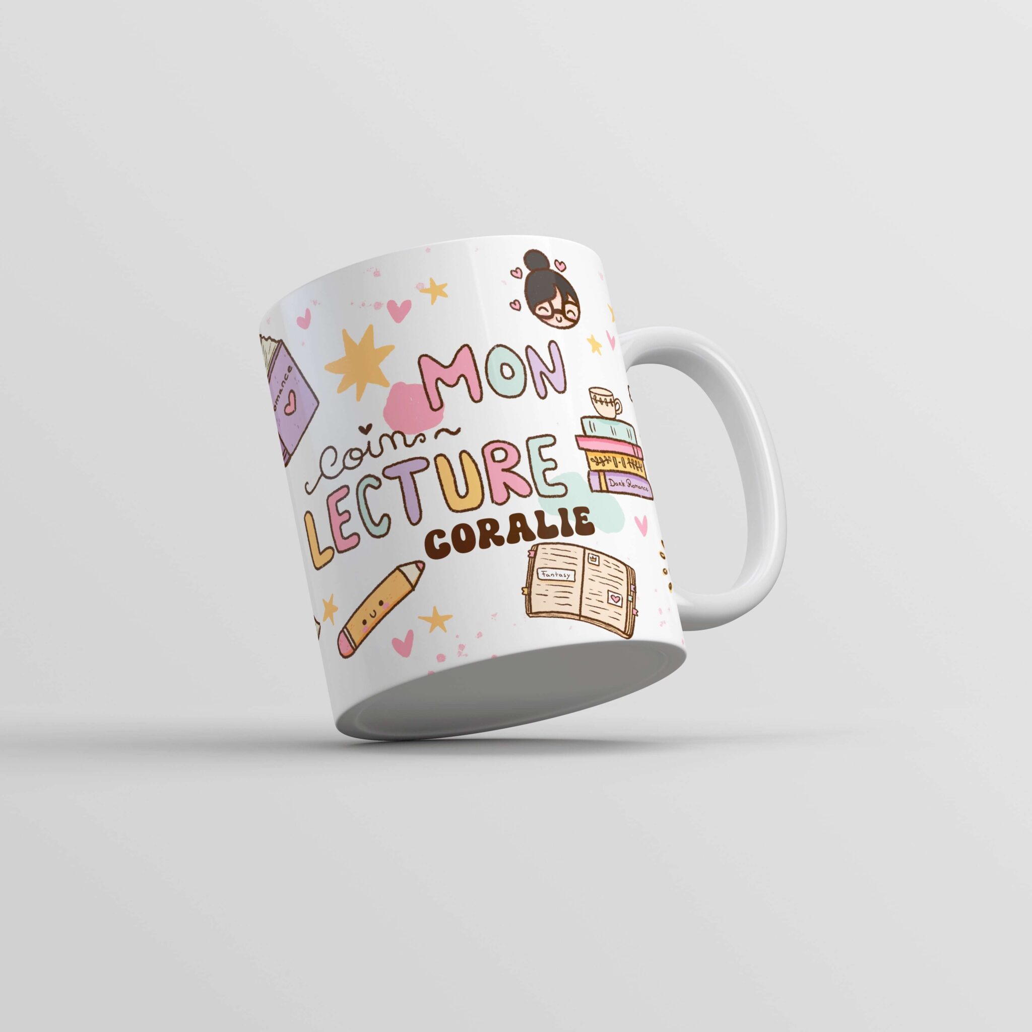 Tasse personnalisée rêve en coton Mon coin lecture cadeau fin d'année scolaire Tasse personnalisée rêve en coton Mon coin lecture cadeau fin d'année scolaire