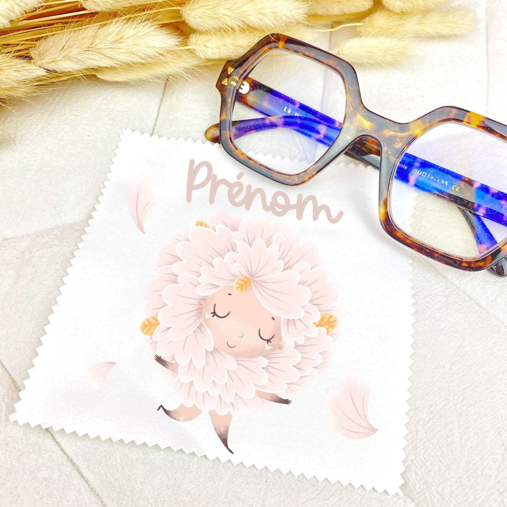 chiffonnette à lunette personnalisée - pétale - Rêve en coton chiffonnette à lunette personnalisée - pétale - Rêve en coton