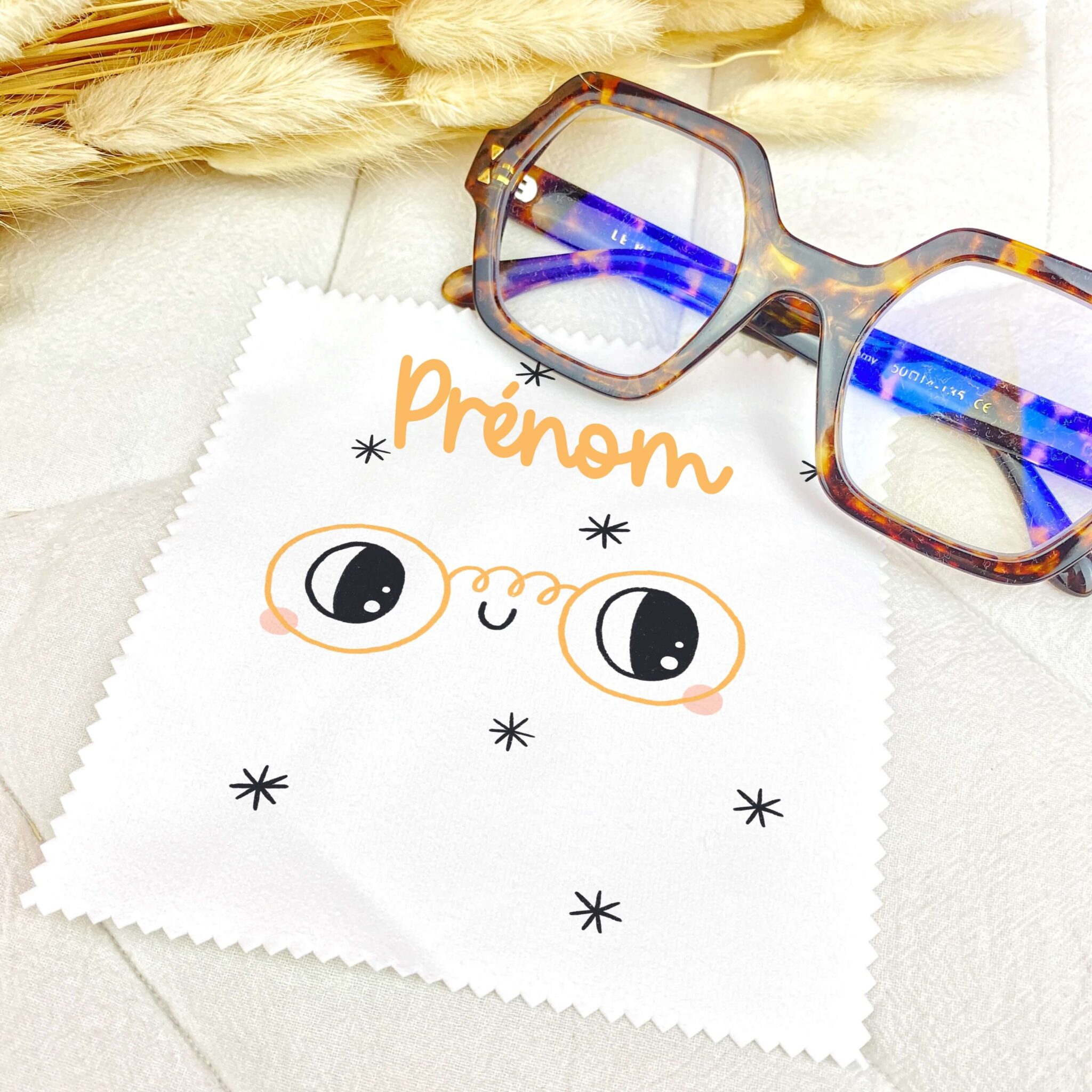 chiffonnette à lunette personnalisée - visage lunette - Rêve en coton chiffonnette à lunette personnalisée - visage lunette - Rêve en coton