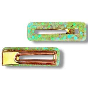 Barrette rectangle méli mélo étoiles vertes et transparentes