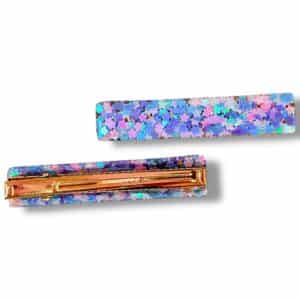 Barrette Plate - étoiles rondes bleu violet - rêve en coton