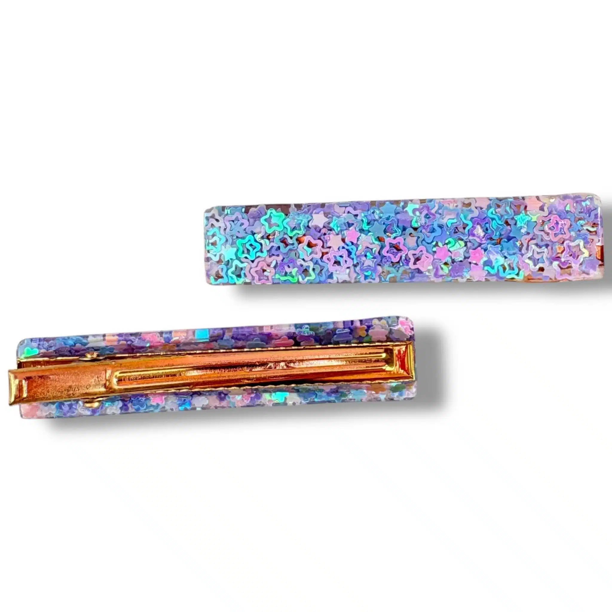 Barrette Plate - étoile bleu violet - rêve en coton Barrette Plate - étoile bleu violet - rêve en coton