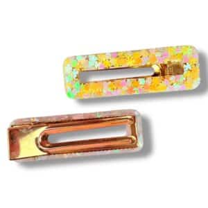 Barrette rectangle méli mélo trèfle jaune Rêve en Coton