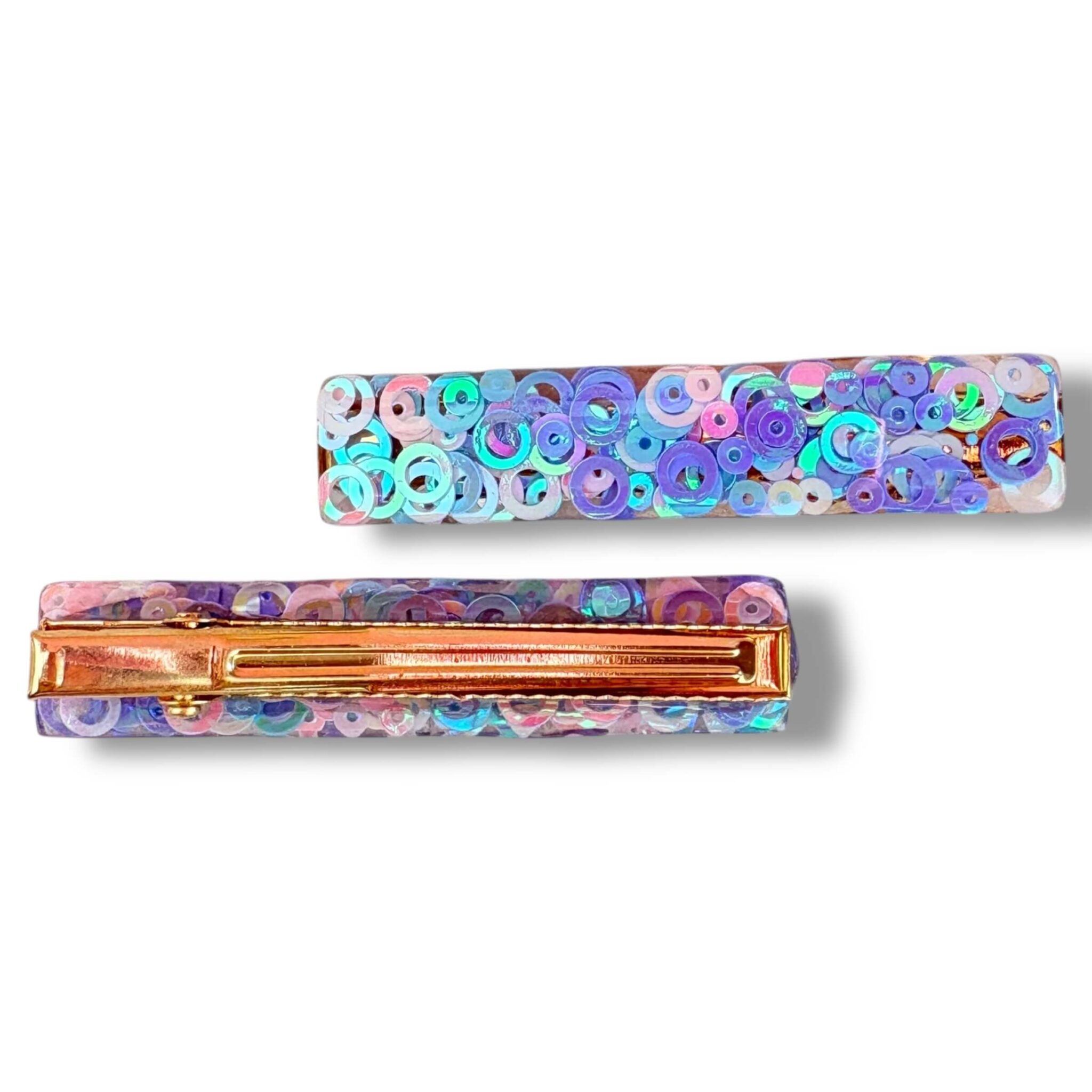 Barrette Plate - rond bleu violet rêve en coton Barrette Plate - rond bleu violet rêve en coton