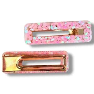 Barrette rectangle ovale rose - Rêve en coton