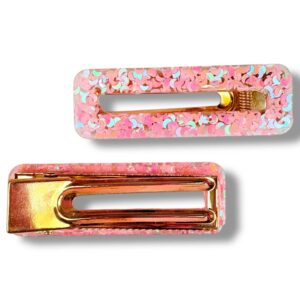Barrette rectangle Lune rose Rêve en Coton