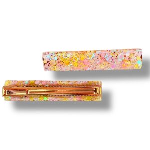 Barrette Plate - étoile rose et jaune rêve en coton