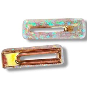 Barrette rectangle iridescente violet