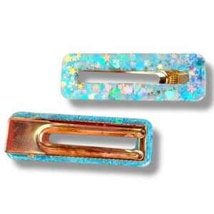 Barrette rectangle méli mélo bleu