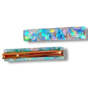Barrette Plate - Mix bleu transparent rêve en coton