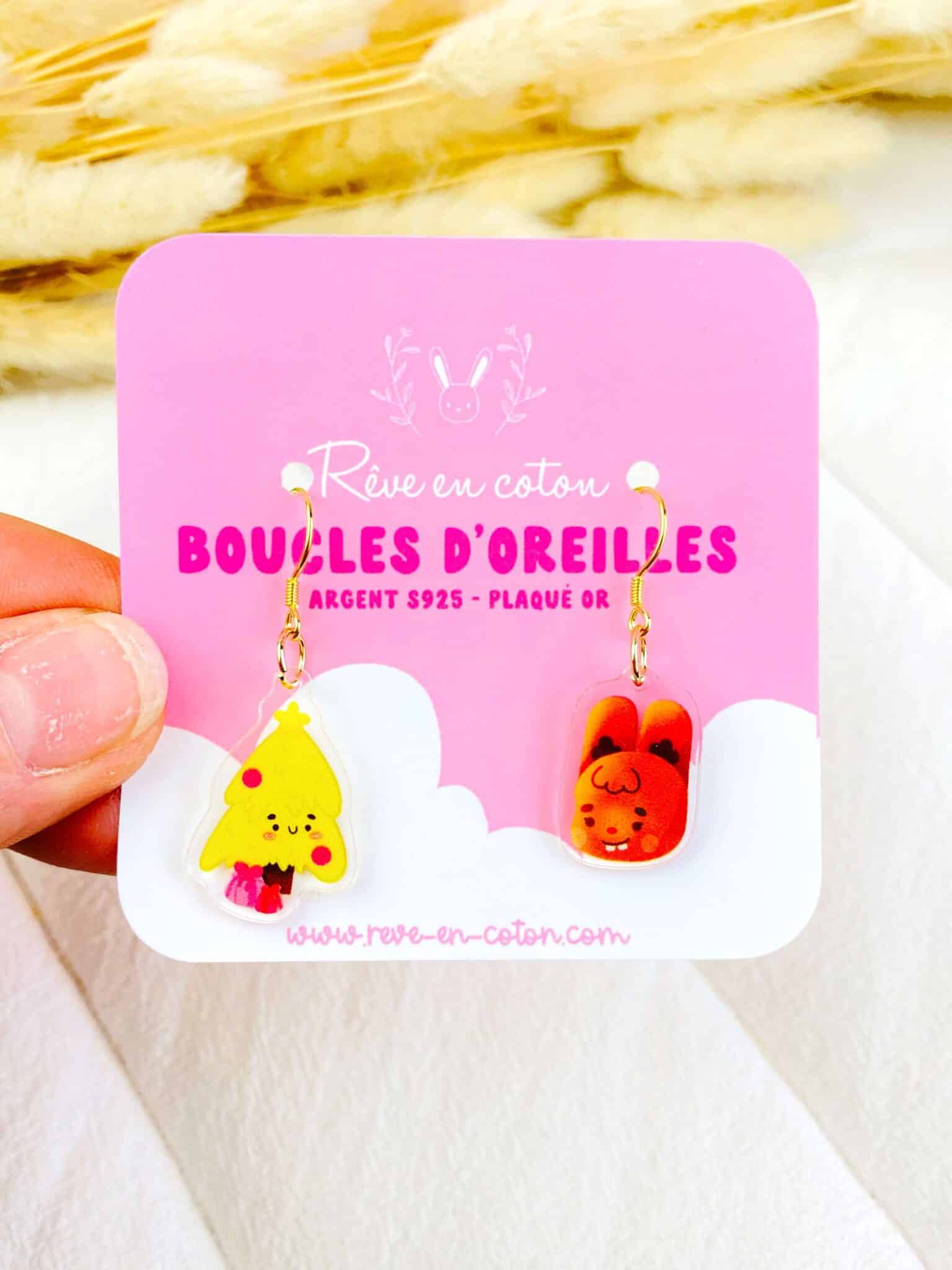 boucles d'oreilles de Noël - Rêve en coton boucles d'oreilles de Noël - Rêve en coton