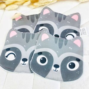 lingettes lavables animaux mignons raton laveur - Rêve en coton