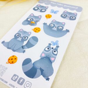 Stickersheet raton laveur rêve en coton