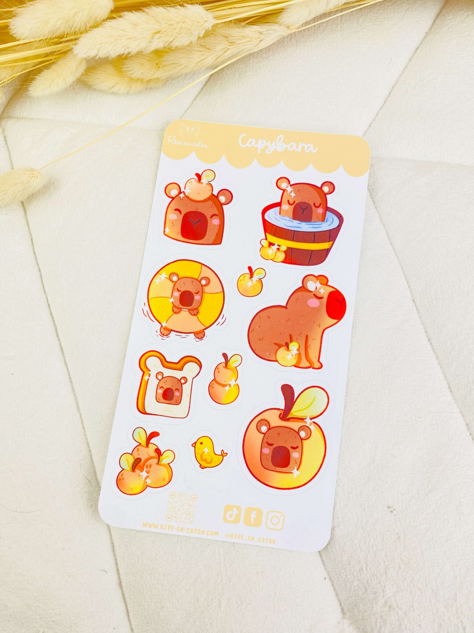 Stickersheet Capybara rêve en coton Stickersheet Capybara rêve en coton
