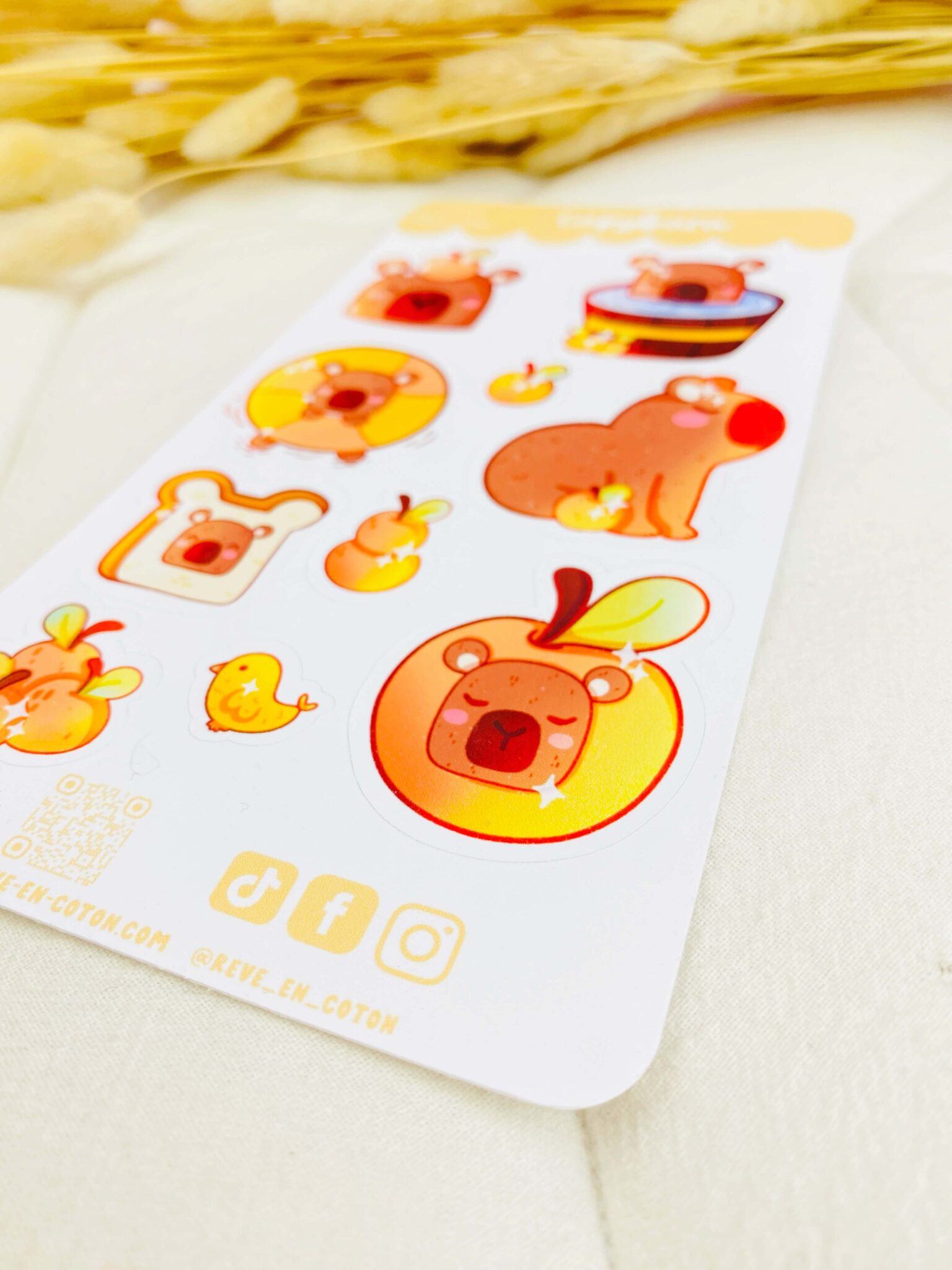 Stickersheet Capybara rêve en coton Stickersheet Capybara rêve en coton