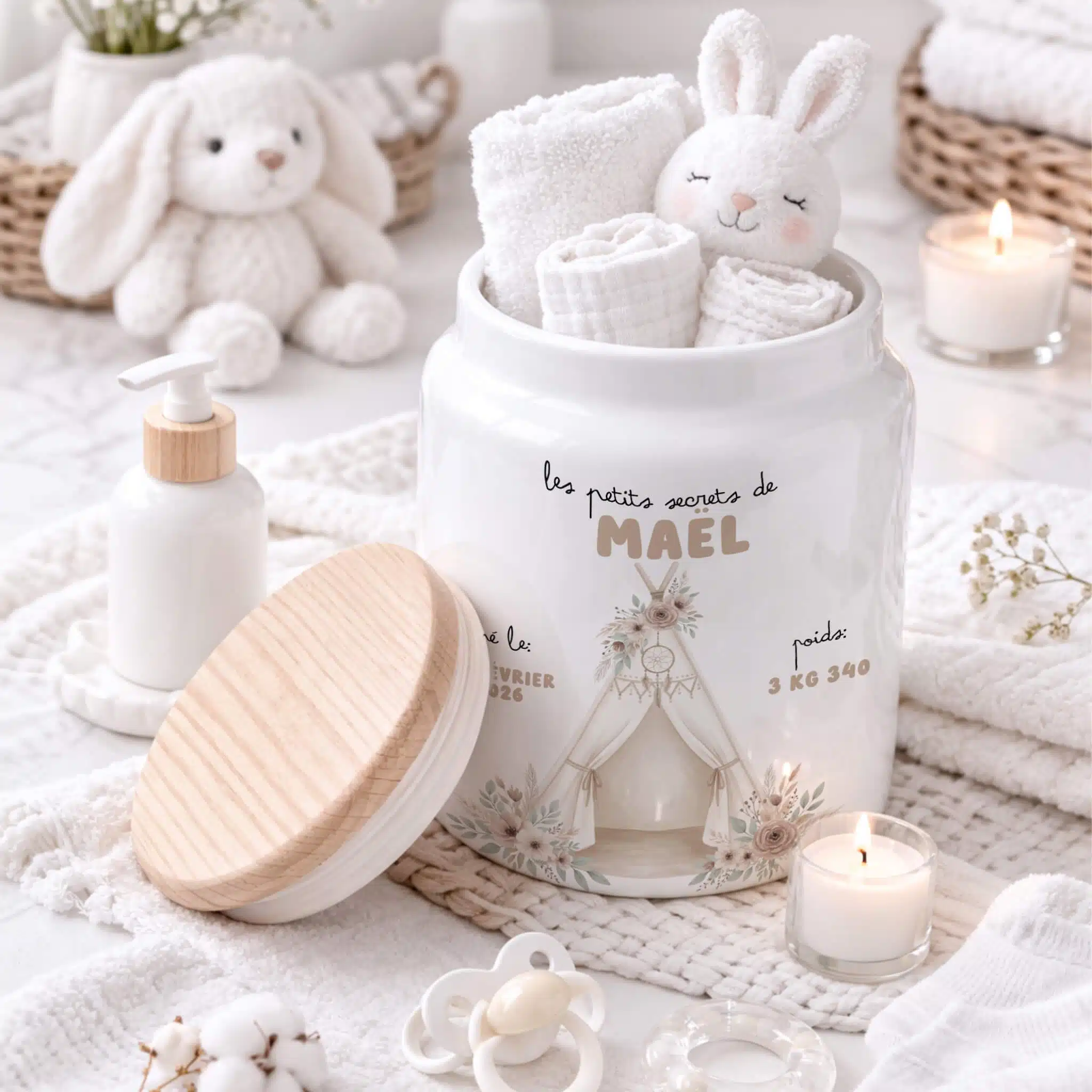 Pots à personnaliser - cadeau de naissance - rêve en coton Pots à personnaliser - cadeau de naissance - rêve en coton
