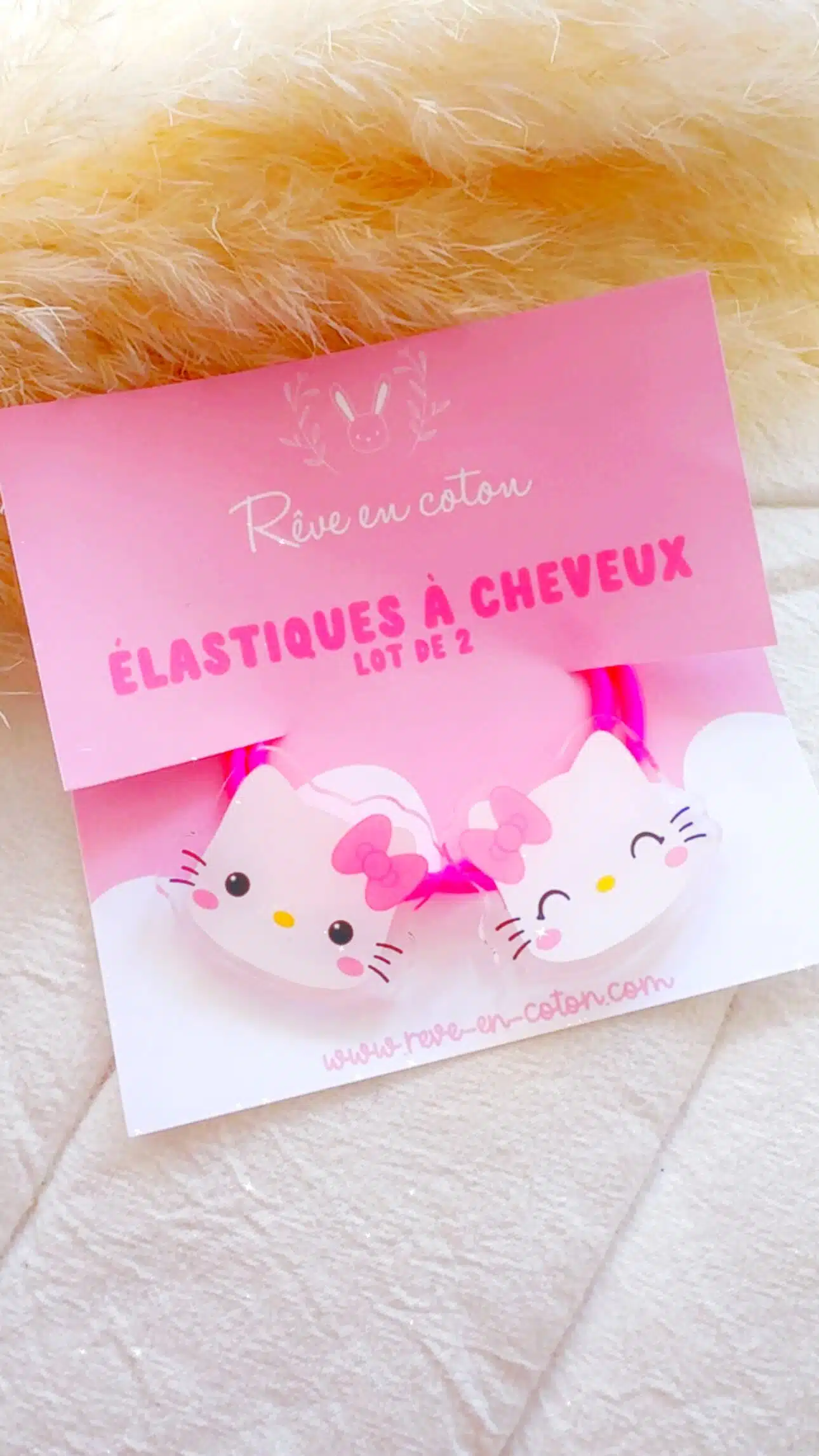 duo élastique à cheveux Kitty - Rêve en coton duo élastique à cheveux Kitty - Rêve en coton